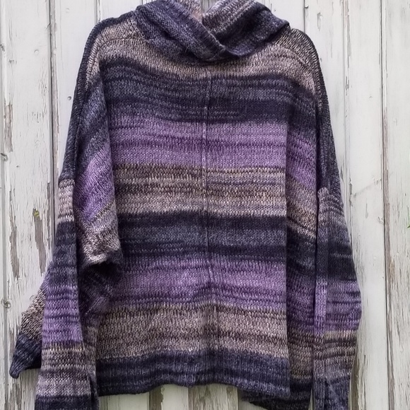 Cowl Alpaca Boxy Stripe Sweater Sun & Shadow - Picture 3 of 4